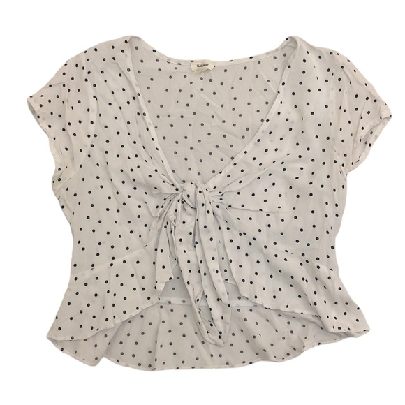 Garage tie front polka dot cropped blouse - Picture 1 of 2